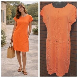 Orange Lyocell Dress EU 38 Minimalist Natural Summer Casual Dress